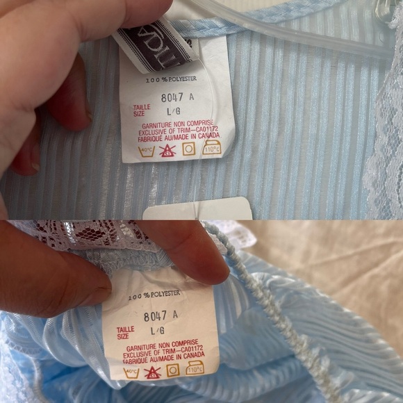 NWT Vintage 70s 80s Baby Blue Pleated Nightgown & Robe Set - Picture 9 of 15